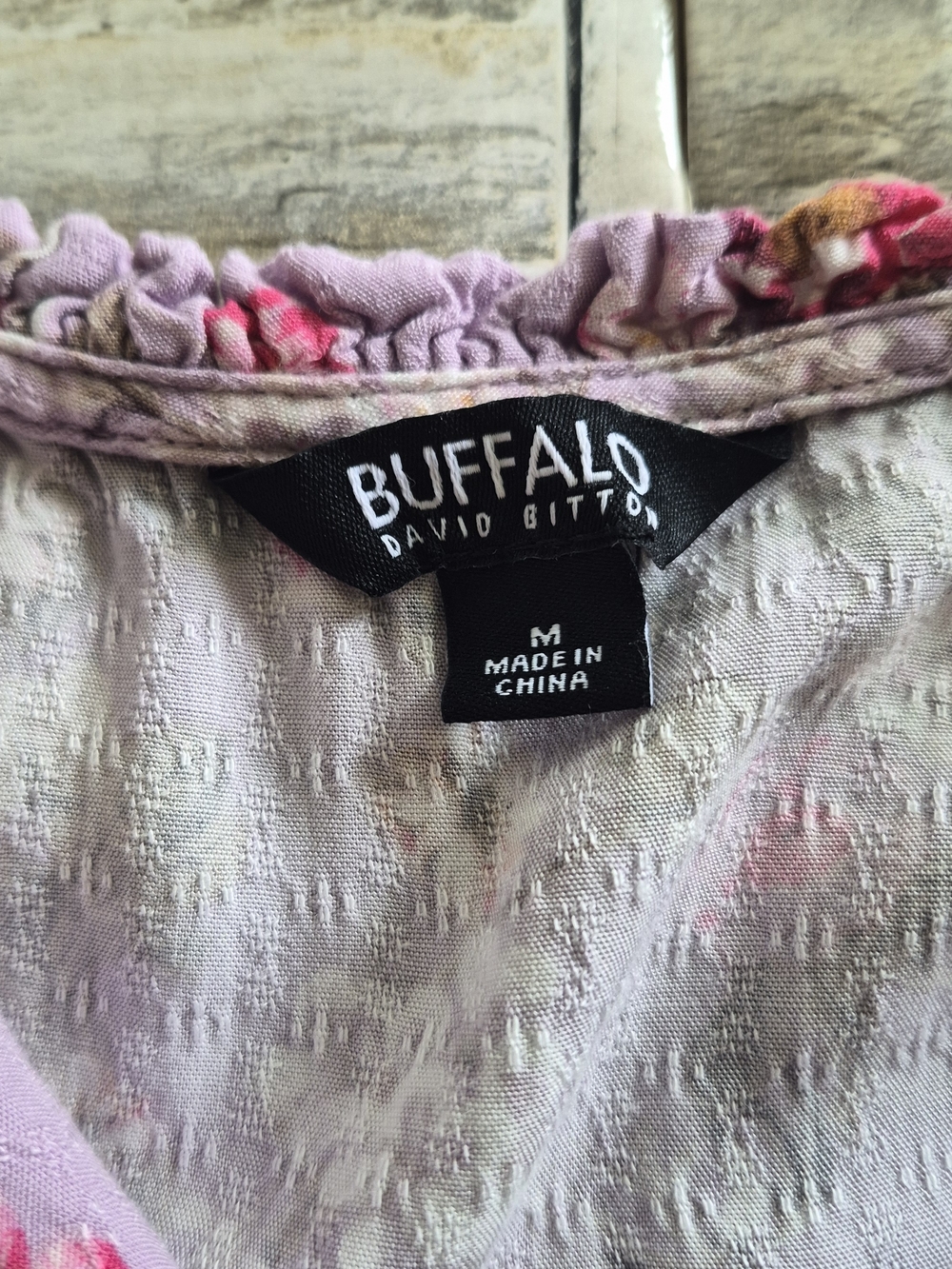 ​Buffalo Bitton Floral Viscose Boho Peasant Top Women's M Lavender Pink Summer - Picture 5 of 7